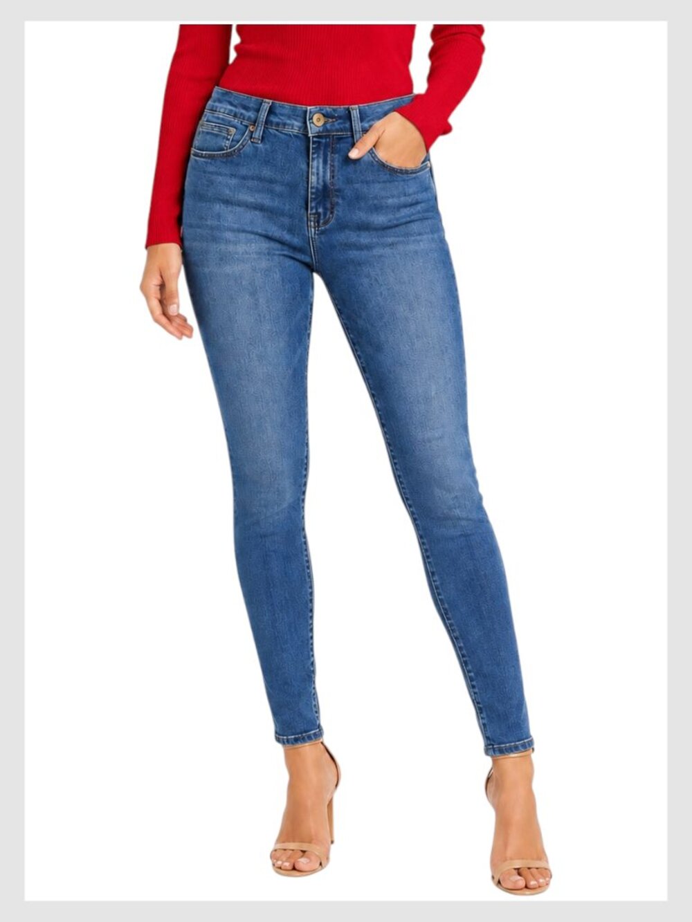 FRAME Le High Skinny Jeans Blue Lagoon High Rise Designer Denim 26